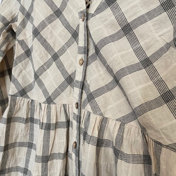 Miss Me Cream Plaid Mesh Button Up Blouse⭐️ - Picture 2 of 8